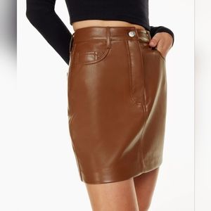 Wilfred Leather Chemistry Skirt in Cognac